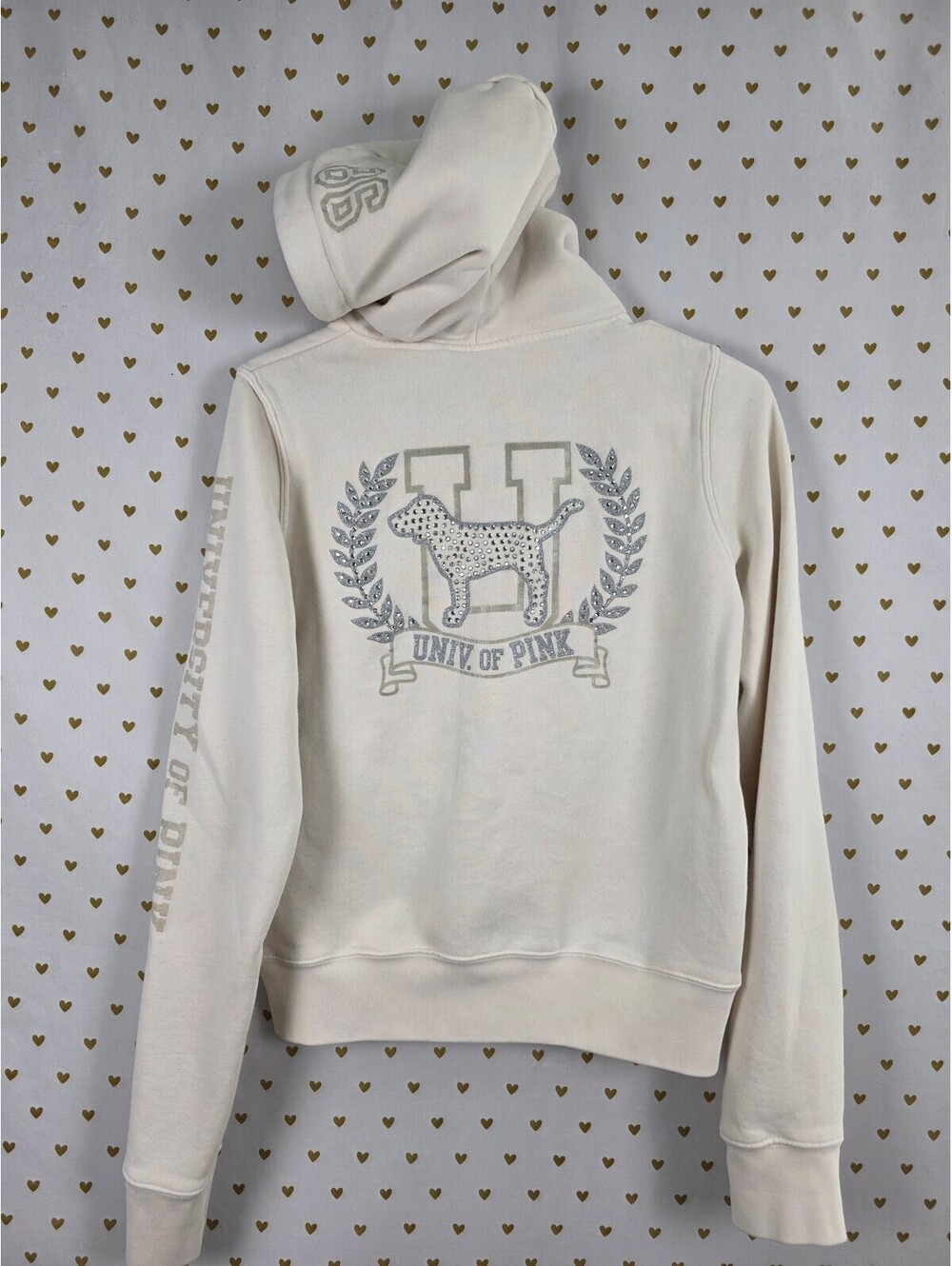 Vintage Y2K VS PINK University of Pink 86 Rhinestone Dog Zip Hoodie M
